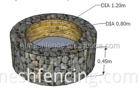 Caixa de gabion soldada redonda galvanizada, mergulhada a quente, cesta de gaiola de arame de pedra